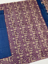 Blue Tussore Saree With Folk Traditional Printed Border