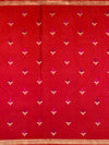 Vibrant Crimson Red Mashru Silk Saree with Zari Motifs & Pallu
