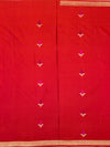 Vibrant Crimson Red Mashru Silk Saree with Zari Motifs & Pallu