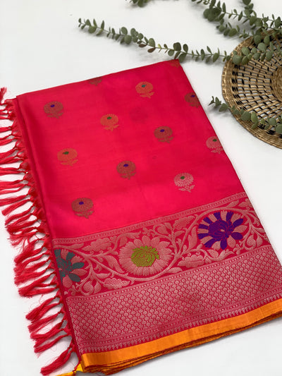 Gadwal Pattu Saree Pink In Colour