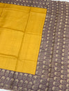 Mango-Yellow Tussore Saree With Floral Border