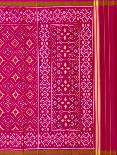 Vibrant Magenta & Mustard Rajkot Patola Silk Saree