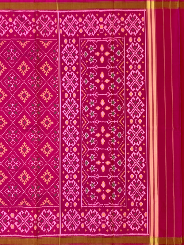 Vibrant Magenta & Mustard Rajkot Patola Silk Saree