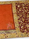 Tussore Kalamkari Bandhani Saree Rust In Colour