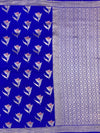 Royal Blue Mashru Silk Saree with Floral Motifs & Silver Zari Jaal Pallu