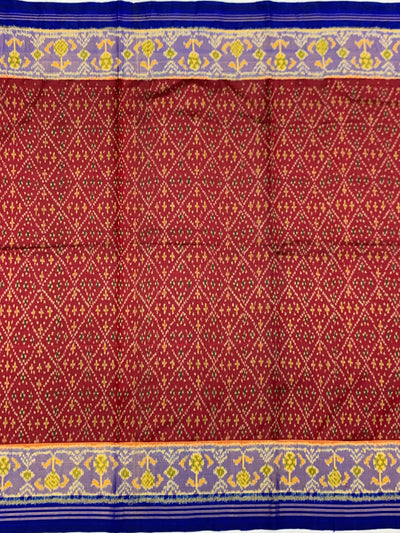 Regal Crimson Red & Royal Blue Rajkot Patola Silk Saree