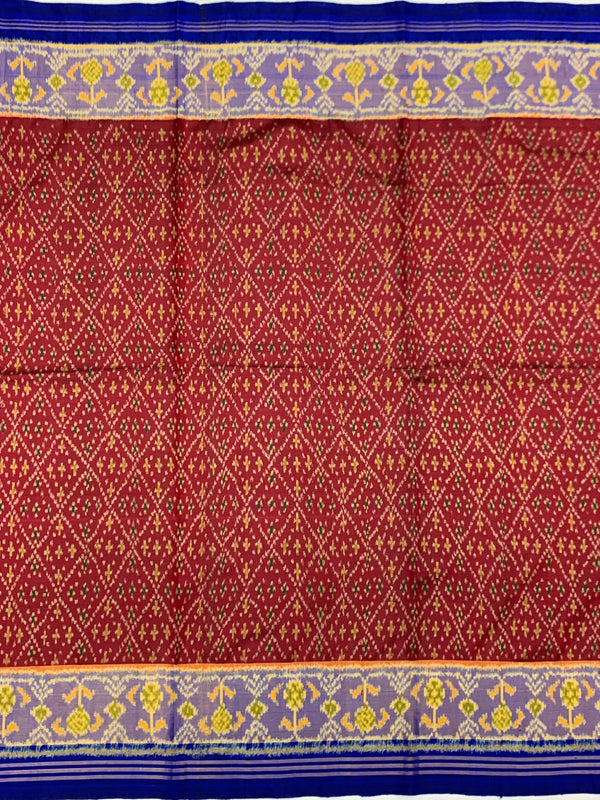 Regal Crimson Red & Royal Blue Rajkot Patola Silk Saree