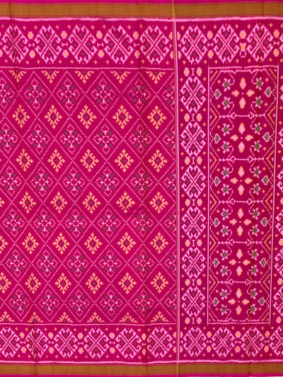 Vibrant Magenta & Mustard Rajkot Patola Silk Saree