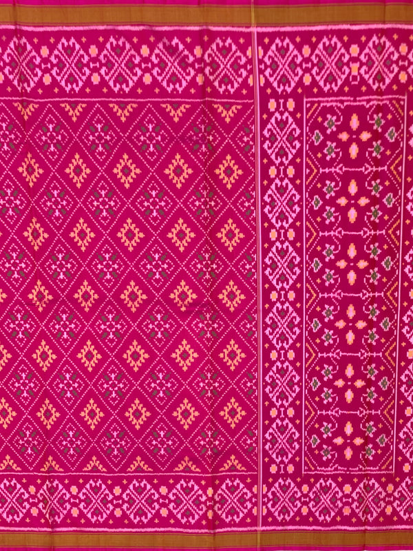 Vibrant Magenta & Mustard Rajkot Patola Silk Saree
