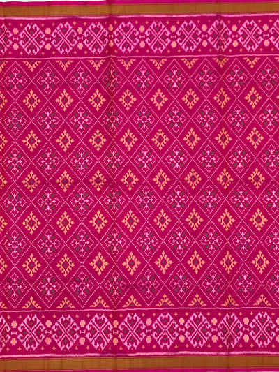 Vibrant Magenta & Mustard Rajkot Patola Silk Saree