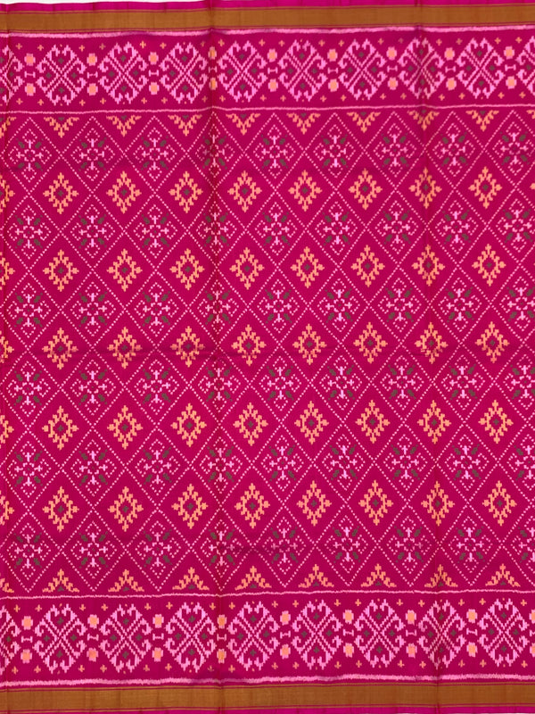 Vibrant Magenta & Mustard Rajkot Patola Silk Saree