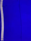 Royal Blue Mashru Silk Saree with Floral Motifs & Silver Zari Jaal Pallu