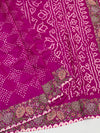 Tussore Silk Bandhani Saree Rani-Pink In Colour