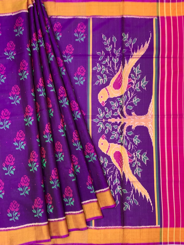 Royal Purple & Rani Pink Rajkot Patola Silk Saree