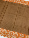 Brown Tussore Saree With Floral Border