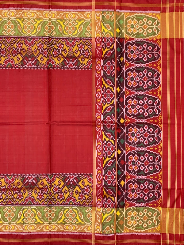 Striking Crimson Red Rajkot Patola Silk Saree