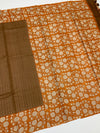 Brown Tussore Saree With Floral Border