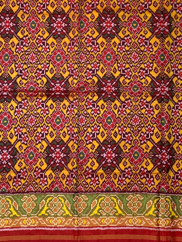 Striking Crimson Red Rajkot Patola Silk Saree