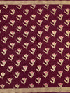 Deep Wine Mashru Silk Saree with Floral Motifs & Gold Zari Jaal Pallu