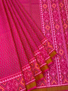 Vibrant Hot Pink Chevron Rajkot Patola Silk Saree