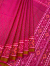 Vibrant Hot Pink Chevron Rajkot Patola Silk Saree