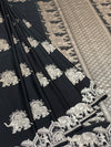 Midnight Black Mashru Silk Saree with Royal Elephant Zari Weave