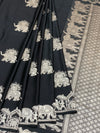 Midnight Black Mashru Silk Saree with Royal Elephant Zari Weave