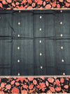 Midnight Bloom Black Tussore Saree with Pink Floral Border