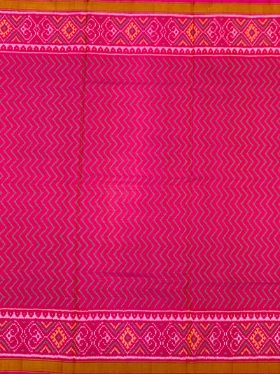 Vibrant Hot Pink Chevron Rajkot Patola Silk Saree