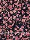 Midnight Bloom Black Tussore Saree with Pink Floral Border