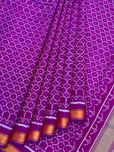 Radiant Amethyst Purple Rajkot Patola Silk Saree