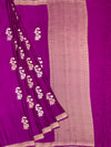 Radiant Magenta Mashru Silk Saree with Floral Buttas & Geometric Pallu