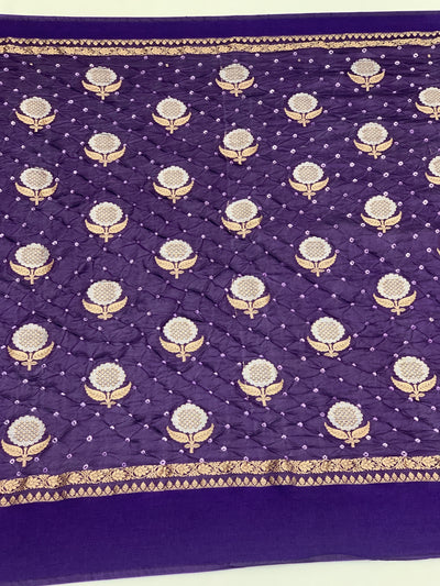 Chanderi Silk Bandhani Saree Violet In Colour