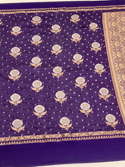 Chanderi Silk Bandhani Saree Violet In Colour
