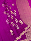 Radiant Magenta Mashru Silk Saree with Floral Buttas & Geometric Pallu