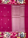 Magenta Tussore Saree with Floral Printed Border & Zari Pallu