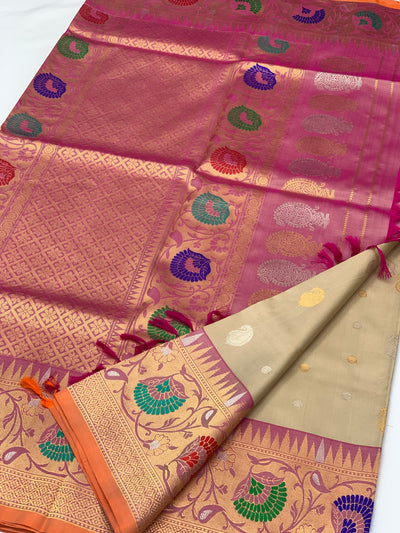 Gadwal Pattu Saree Beige In Colour