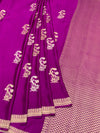 Radiant Magenta Mashru Silk Saree with Floral Buttas & Geometric Pallu