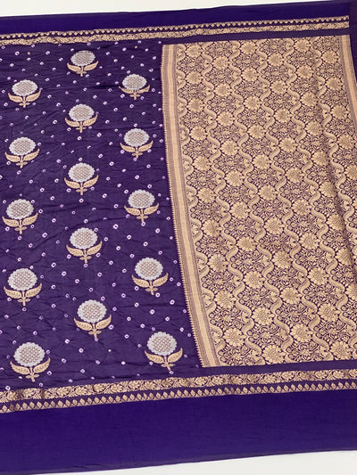Chanderi Silk Bandhani Saree Violet In Colour