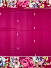 Magenta Tussore Saree with Floral Printed Border & Zari Pallu