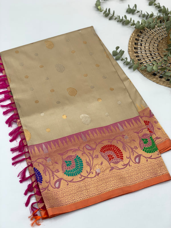 Gadwal Pattu Saree Beige In Colour