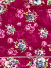 Magenta Tussore Saree with Floral Printed Border & Zari Pallu
