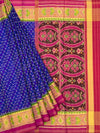 Royal Blue & Maroon Rajkot Patola Silk Saree with Chhabdi Bhat