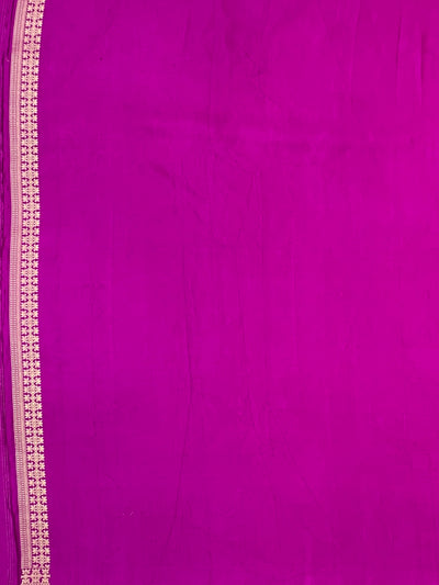 Radiant Magenta Mashru Silk Saree with Floral Buttas & Geometric Pallu