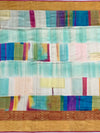Vibrant Abstract Tussore Georgette Saree with Traditional Zari Border