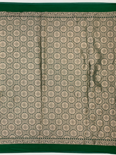 Chanderi Silk Bandhani Saree Bottle-Green In Colour