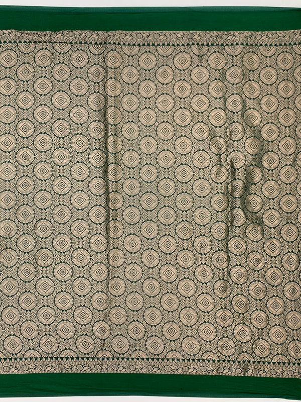 Chanderi Silk Bandhani Saree Bottle-Green In Colour