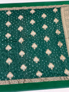 Chanderi Silk Bandhani Saree Bottle-Green In Colour