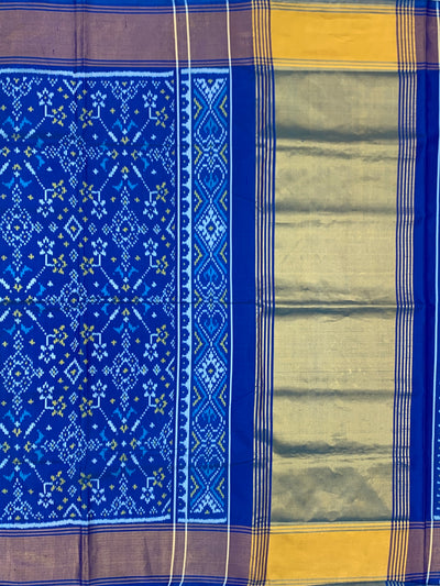 Regal Royal Blue Rajkot Patola Silk Saree with Traditional Ikat Weave