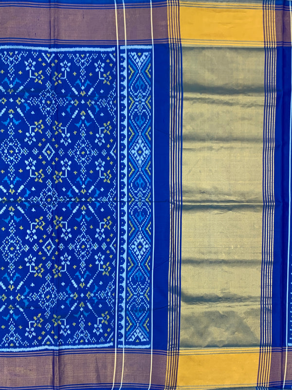 Regal Royal Blue Rajkot Patola Silk Saree with Traditional Ikat Weave